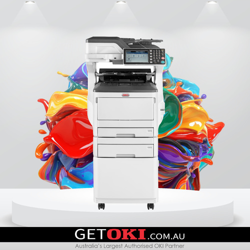 OKI MC873dnct A3 Colour MFP w Two Paper Trays & Cabinet